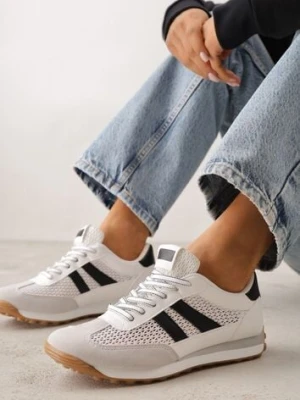 Białe Klasyczne Sneakersy Zdobione Siateczkowymi Wstawkami Eilshoy sport