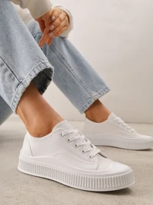 Białe Klasyczne Trampki na Żłobionej Podeszwie Levanatia ballada