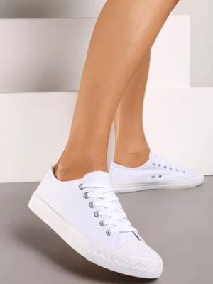 Białe Klasyczne Trampki Sznurowane Przed Kostkę Elleriome