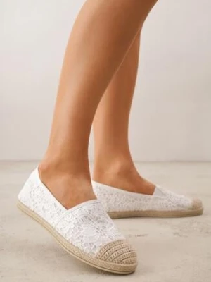 Białe Koronkowe Espadryle z Plecionką na Nosku Zynava ballada