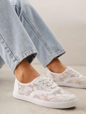 Białe Koronkowe Tenisówki Taralita ballada