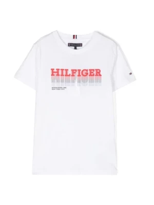 Białe koszulki i pola z detalami logo Tommy Hilfiger