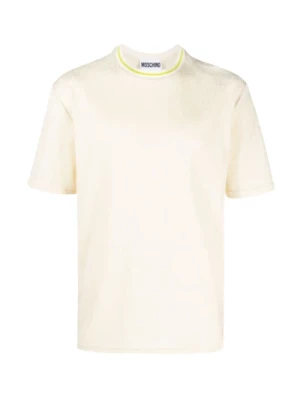 Białe koszulki i pola z haftowanym logo Moschino
