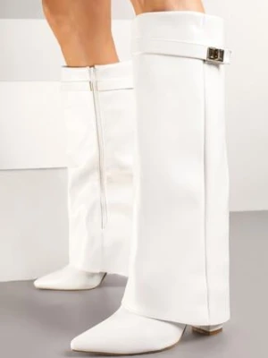 Białe Kozaki z Szeroką Cholewką i Szpiczastym Noskiem Jazmynn ideal