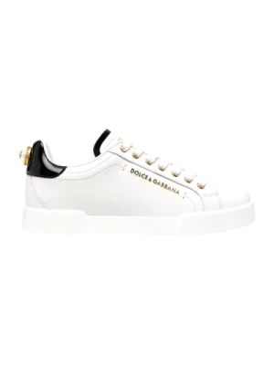 Białe Logo-Embellished Low-Top Sneakers Dolce & Gabbana