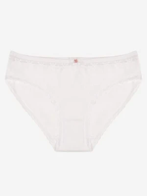 Białe Majtki Figi z Bawełny Ozdobione Kokardą i Koronką Zeterie han