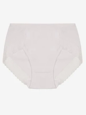 Białe Majtki Figi z Bawełny z Koronkową Lamówką Idilea