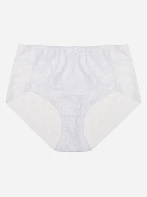 Białe Majtki Figi z Wysokim Stanem Zdobione Koronką i Siateczką Helieth love magnolia