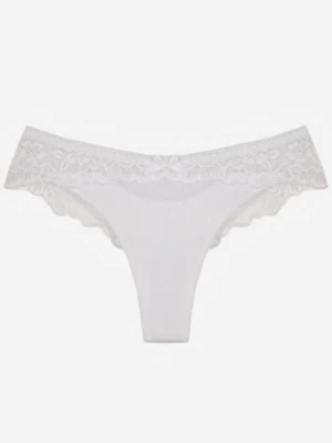 Białe Majtki Stringi Ozdobione Koronką Phisoris