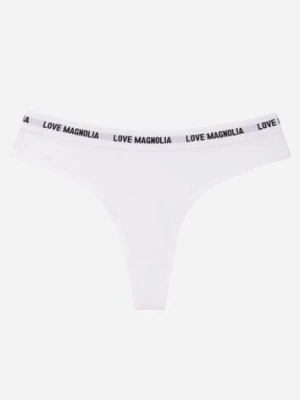Białe Majtki Stringi z Bawełną Ozdobione Napisami Amero