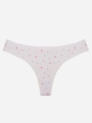 Białe Majtki Stringi z Bawełną w Kwiaty Calylia han