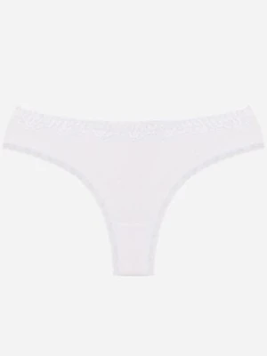 Białe Majtki Stringi z Bawełną z Koronką Aethimilia