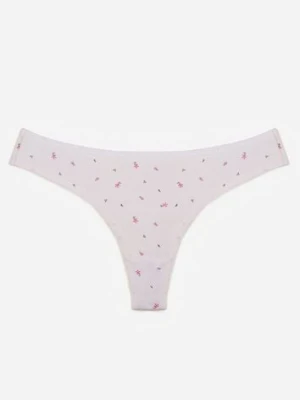 Białe Majtki Strongi z Drobnym Nadrukiem z Bawełną Clymeine
