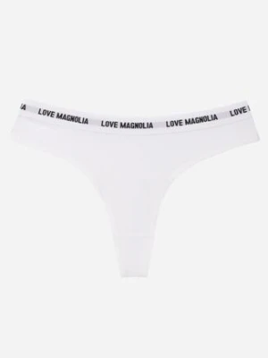 Białe Majtki Typu Stringi z Bawełną i Napisami Veza