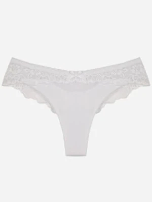 Białe Majtki Typu Stringi z Koronką Nedareanes love magnolia