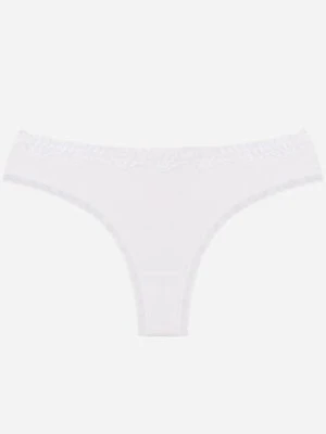 Białe Majtki z Bawełną Typu Stringi Ozdobione Koronką Cirilise