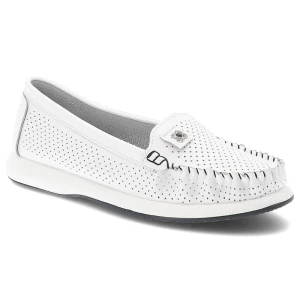 Białe Mokasyny S.Barski Modne Wsuwane Obuwie Damskie