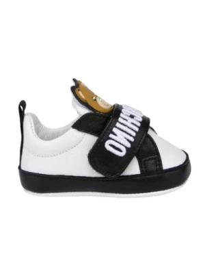 Białe Neonato Sneakers z Czarnymi Wstawkami Moschino