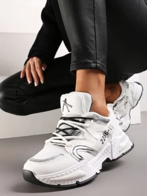 Białe Nowoczesne Sneakersy z Grubą Podeszwą i Sznurowaniem Silika