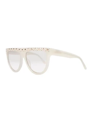 Białe Okrągłe Okulary przeciwsłoneczne z Brązowymi Szkłami Gradientowymi Guess