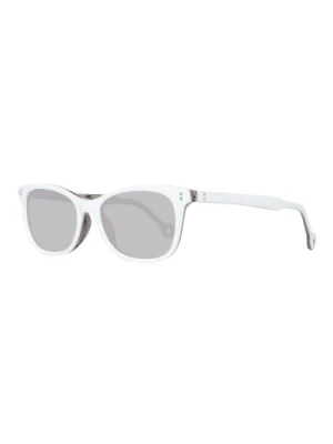 Białe Okrągłe Okulary Przeciwsłoneczne z Brązowymi Szkłami Gradientowymi Hally & Son