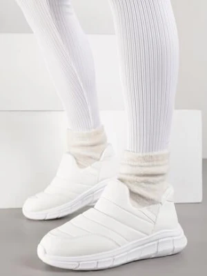 Białe Pikowane Sneakersy Śniegowce na Grubej Tłoczonej Platformie Verta ballada