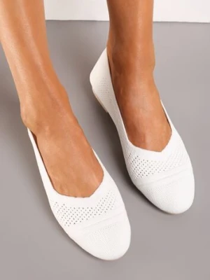 Białe Płaskie Balerinki z Siateczkowego Materiału Nelibra