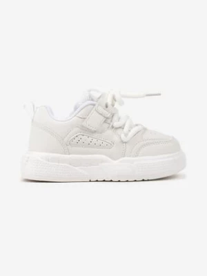 Białe Płaskie Buty Sportowe Sneakersy z Perforacją i Skórzaną Wkładką Mareria