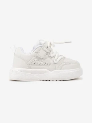 Białe Płaskie Buty Sportowe Sneakersy z Perforacją i Skórzaną Wkładką Mareria