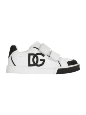 Białe płaskie buty z logo Dolce & Gabbana
