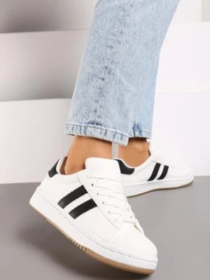 Białe Płaskie Sneakersy z Kontrastowymi Paskami Navisana