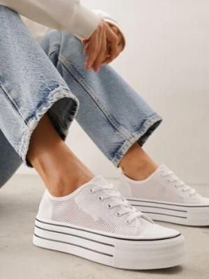 Białe Ażurowe Trampki na Platformie Irivana ballada