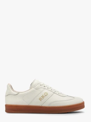 Białe półbuty sportowe w na beżowym spodzie Ryłko