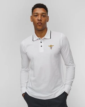 Białe Polo Z Długim Rękawem Męskie Aeronautica Militare