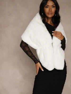 Białe Ponczo z Ozdobnym Futerkiem Cralinne