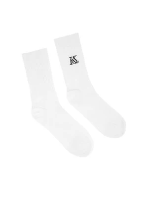 Białe prążkowane skarpety z logo KAZAR STUDIO