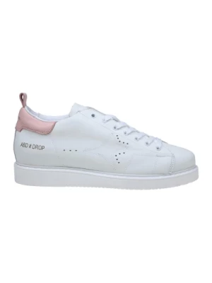 Białe/Różowe Skórzane Sneakersy Zapięcie na Sznurowadła Ama Brand
