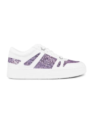Białe/Różowe Violet Glitter Sneakers Jimmy Choo