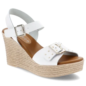 Białe Sandały Armodo Eleganckie Obuwie Damskie Na Koturnie