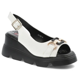 Białe Sandały Artiker Eleganckie Obuwie Damskie Na Koturnie