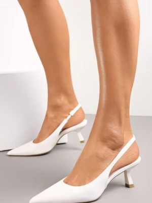 Białe Sandały na Obcasie Kaczuszka ze Szpiczastym Noskiem Elda ballada