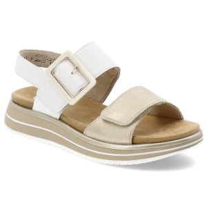 Białe Sandały Remonte Modne Obuwie Damskie Zapinane Na Rzep