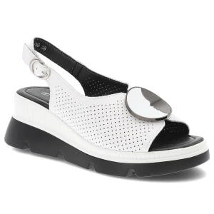 Zdjęcie produktu Białe Sandały S.Barski Eleganckie Obuwie Damskie Z Broszką