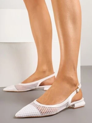 Białe Sandały Slingback z Siateczki ze Szpiczastym Noskiem Niloriae vera blum