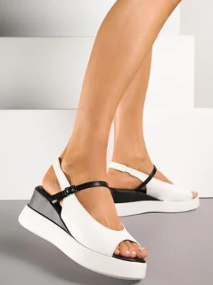 Białe Sandały Vices na Grubej Podeszwie Zdobione Paskiem z Klamerką Realisa