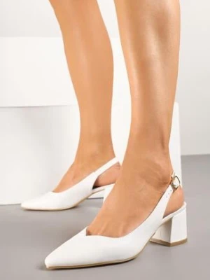 Białe Sandały Vices na Obcasie Bez Pięty ze Skórzaną Wkładką Ciariliana