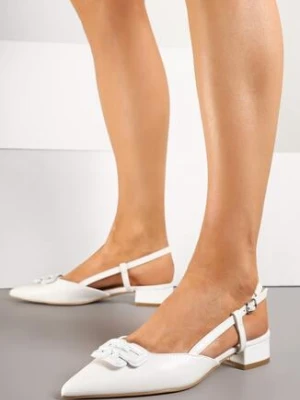 Białe Sandały z Odkrytą Piętą i Geometryczną Aplikacją Setionia cink me