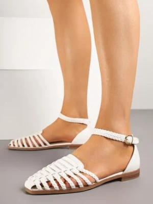 Białe Sandały z Plecionymi Paskami Pellire fashion belle