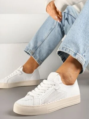 Białe Siateczkowe Sneakersy Ozdobione Metaliczną Nicią Nimiarene