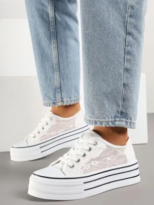 Białe Koronkowe Trampki Vices na Podwójnej Podeszwie Telosira ballada